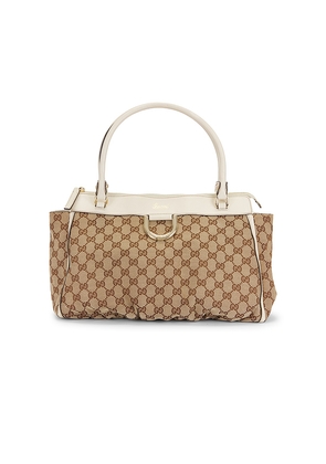 FWRD Renew Gucci Abbey D-Ring Tote Bag in Beige.