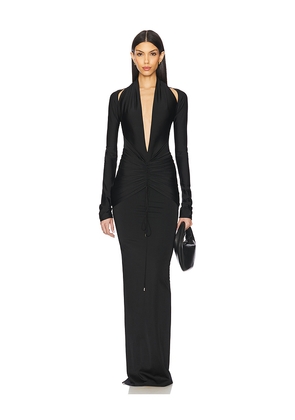 LaQuan Smith Deep Plunge Gown in Black. Size S. Also in L.