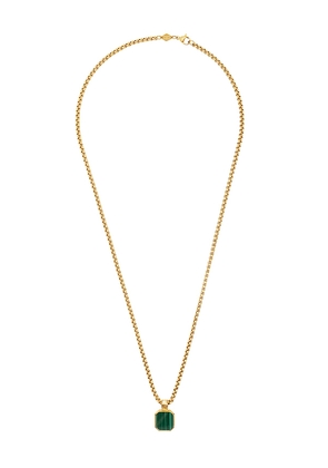 Nialaya Square Malachite Pendant Necklace in Metallic Gold. Size 22in. Also in 20in.