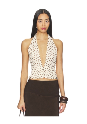 MAJORELLE Leona Top in Lemon,Brown. Size XS. Also in XXS, S, M, L.