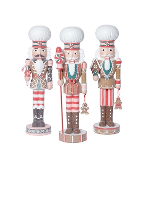 The Favorites Candy Cane Soldiers Set Of 3 in White,Red.