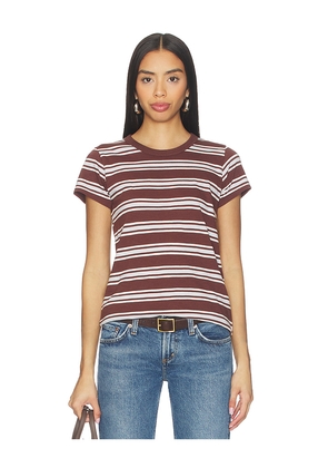 Rag & Bone The Slub Striped Tee in Brown,White. Size XS. Also in L, M, S.