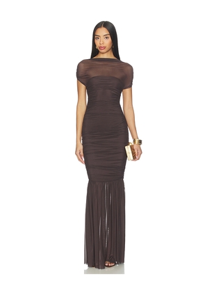 SEROYA Noel Gown in Chocolate. Size XXS. Also in XS, S, M, L, XL.