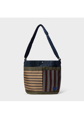 Paul Smith Recycled Nylon Multistripe Adjustable Tote Green