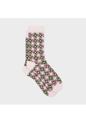 Paul Smith Women's 'Geo Tile' Cotton-Blend Socks Pink