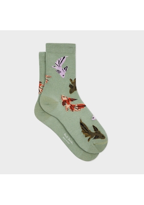 Paul Smith Women's Cotton-Blend Glitter 'Fish' Socks Green