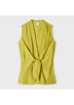 Paul Smith Women's Bright Green Silk Front Tie Top