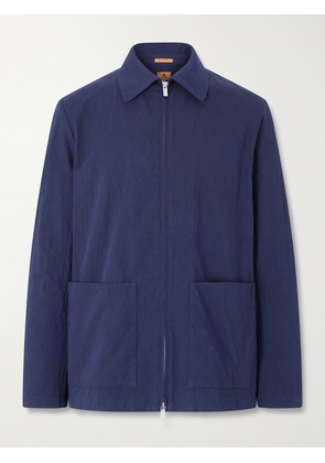 Barena - Crinkled Cotton-Blend Overshirt - Men - Blue - IT 46