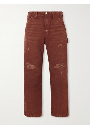 Enfants Riches Déprimés - Paint Straight-Leg Distressed Cotton-Canvas Trousers - Men - Brown - UK/US 28