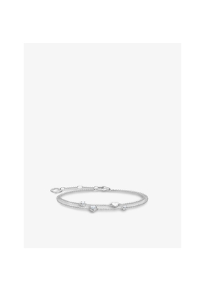 Womens Thomas Sabo Hearts Sterling-Silver and Cubic Zirconia Chain Bracelet