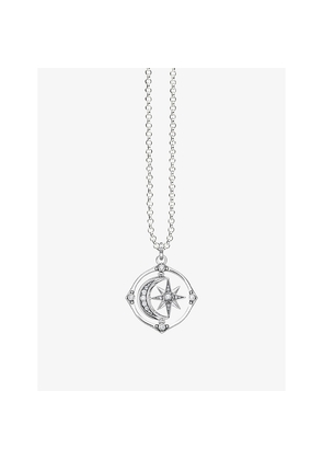 Womens Thomas Sabo Star & Moon Spinning Sterling Silver and Zirconia Necklace