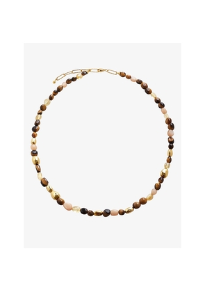 Womens Monica Vinader Rio 18ct Yellow Gold-Plated Vermeil Sterling-Silver, Peach Moonstone, Citrine and Tigers-Eye Beaded Necklace