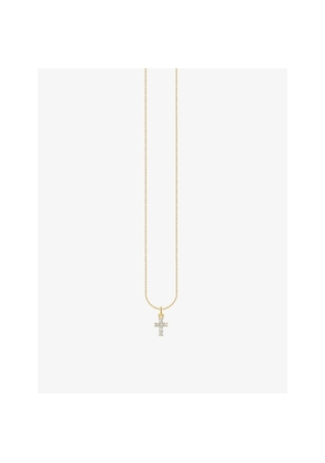 Womens Thomas Sabo Cross 18ct Yellow Gold-Plated Sterling Silver and Zirconia Pendant Necklace
