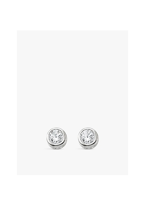 Womens Thomas Sabo Logo-Engraved Round Sterling-Silver and Zirconia Stud Earrings