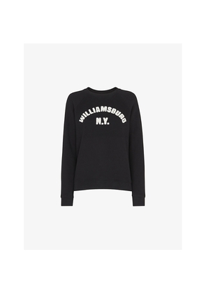 Womens Whistles Williamsburg Logo-Embroidered Long-Sleeve Cotton Sweatshirt