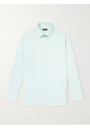 TOM FORD - Striped Cotton-Poplin Shirt - Men - Blue - EU 39