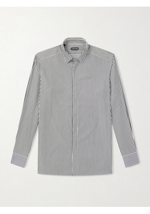 TOM FORD - Striped Cotton and Silk-Blend Poplin Shirt - Men - Gray - EU 39