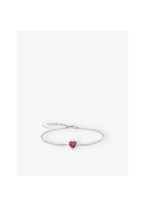 Womens Thomas Sabo True Romance Heart Sterling-Silver, Lab-Grown Ruby and Cubic Zirconia Bracelet
