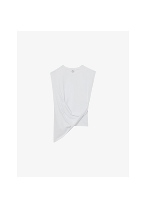 Womens Reiss Tilly Crewneck Draped Cotton T-Shirt