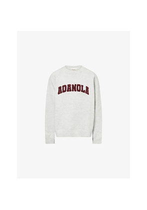 Womens Adanola Varsity Boucle-Logo Cotton and Wool-Blend Oversized Jumper