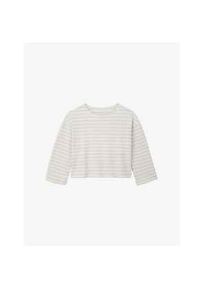Womens The White Company Stripe Slash Neck Stripe Cotton-Jersey Top