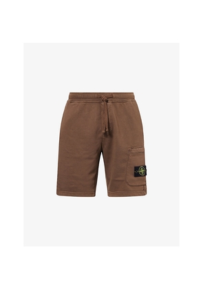 Mens Stone Island Badge Drawstring Cotton-Jersey Shorts