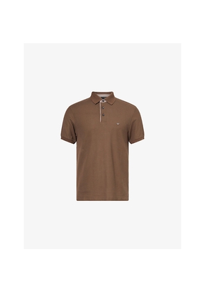Mens Emporio Armani Brand-Embroidery Short-Sleeves Cotton-Piqué Polo Shirt