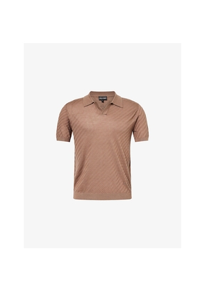 Mens Emporio Armani Textured Short-Sleeves Knitted Polo Shirt