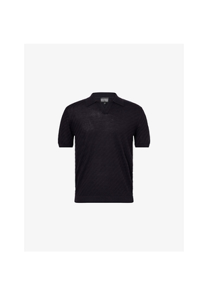 Mens Emporio Armani Textured Short-Sleeves Knitted Polo Shirt