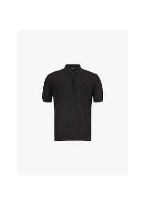 Mens Emporio Armani Half-Zip Short-Sleeves Cotton-Knit Polo Shirt