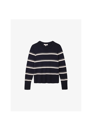 Womens The White Company Striped Round-Neck Cotton-Blend Jumper
