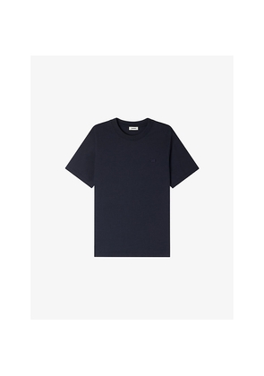 Mens Sandro Logo-Appliqué Regular-Fit Cotton-Jersey T-Shirt
