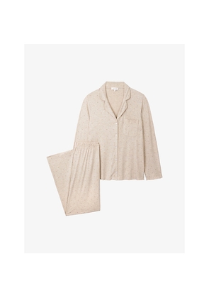 Womens The White Company Dotted Relaxed-Fit Jersey Pyjamas