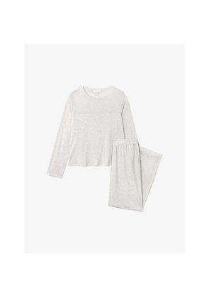 Womens The White Company Marled Relaxed-Fit Jersey Pyjamas