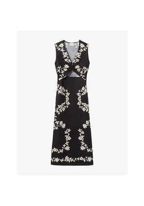 Womens Claudie Pierlot Floral-Print Cut-Out Woven Maxi Dress