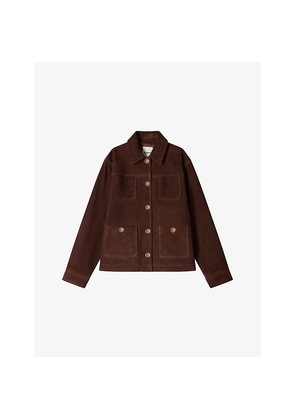 Womens Sandro Four-Pocket Suede Jacket