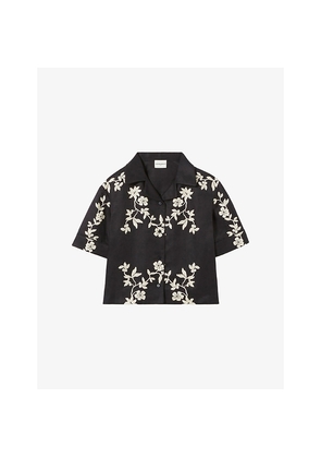 Womens Claudie Pierlot Floral-Print Short-Sleeved Woven Shirt