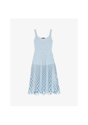 Womens Maje Crochet Rhinestone-Embellished Knitted Midi Dress