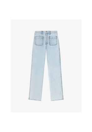 Womens Sandro Patch-Pocket Straight-Leg High-Rise Jeans
