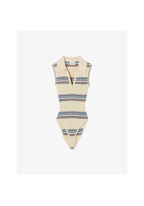 Womens Claudie Pierlot Striped Sleeveless Knitted Bodysuit