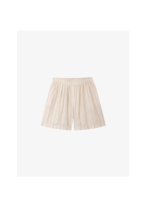 Womens The White Company Pinstriped Cotton-Poplin Pyjama Shorts