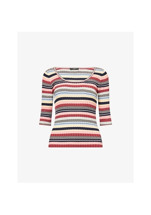 Womens Weekend Max Mara Scoop-Neck Stripe Knitted Top