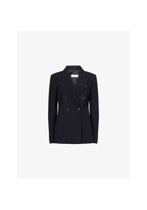 Womens Max Mara Seersucker Double-Breasted Wool Blazer