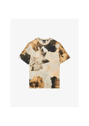 Mens Ted Baker Landly Graphic-Print Regular-Fit Linen T-Shirt