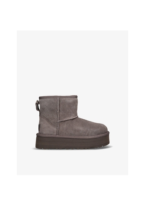 Womens UGG Kids' Classic Mini Platform Suede and Shearling Boots