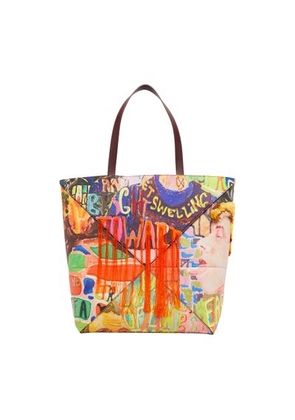 Large puzzle fold tote with print