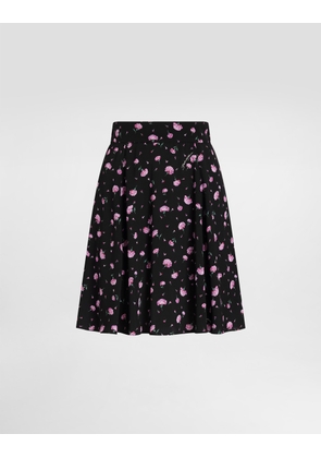 Dolce & Gabbana Carnations-print Silk Canvas Skirt - Woman Skirts Multicolor 38