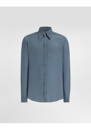 Dolce & Gabbana Silk Crêpe De Chine Gold Shirt - Man Shirts Azure Silk 42