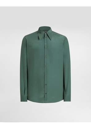 Dolce & Gabbana Silk Crêpe De Chine Gold Shirt - Man Shirts Green Silk 40