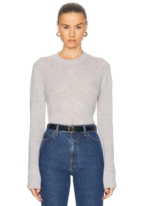 Enza Costa Cashmere Easy Longsleeve Crewneck Sweater in Heather Grey - Grey. Size S (also in ).